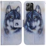 For Infinix Hot 11 2022 Coloured Drawing Leather Phone Case(White Wolf)