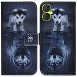 For Tecno Spark 9 Pro Coloured Drawing Leather Phone Case(Wolf and Dog)