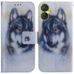 For Tecno Spark 9 Pro Coloured Drawing Leather Phone Case(White Wolf)