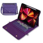 3-fold Zipper Leather Tablet Case Crossbody Pocket Bag For iPad mini 6(Purple)