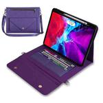 3-fold Zipper Leather Tablet Case Crossbody Pocket Bag For iPad Pro 11 2018 / 2020 / 2021(Purple)