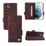 For Samsung Galaxy S22 Ultra 5G Magnetic Clasp Flip Leather Phone Case(Brown)