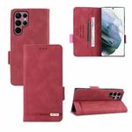 For Samsung Galaxy S22 Ultra 5G Magnetic Clasp Flip Leather Phone Case(Red)