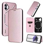 For Nothing Phone 1 Carbon Fiber Texture Flip Leather Phone Case(Pink)