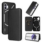 For Nothing Phone 1 Carbon Fiber Texture Flip Leather Phone Case(Black)