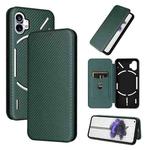 For Nothing Phone 1 Carbon Fiber Texture Flip Leather Phone Case(Green)