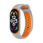 For Xiaomi Mi Band 7 Two-color Silicone Watch Band(Grey+Orange)