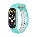 For Xiaomi Mi Band 7 Two-color Silicone Watch Band(Teal + White)