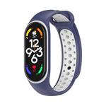 For Xiaomi Mi Band 7 Two-color Silicone Watch Band(Midnight Blue+White)