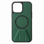 For iPhone 13 Pro MagSafe Magnetic Holder Leather Back Phone Case (Green)