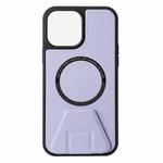 For iPhone 12 MagSafe Magnetic Holder Leather Back Phone Case(Lavender Purple)