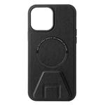 For iPhone 12 Pro Max MagSafe Magnetic Holder Leather Back Phone Case(Black)
