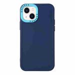 For iPhone 14 Plus Color Contrast Lens Frame TPU Phone Case (Sapphire Blue+Sky Blue)