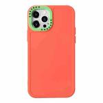 For iPhone 14 Pro Max Color Contrast Lens Frame TPU Phone Case (Orange+Green)