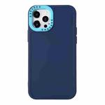 For iPhone 14 Pro Max Color Contrast Lens Frame TPU Phone Case (Sapphire Blue+Sky Blue)