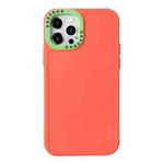 For iPhone 13 Color Contrast Lens Frame TPU Phone Case(Orange+Green)
