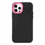 For iPhone 13 Pro Max Color Contrast Lens Frame TPU Phone Case (Black+Rose Red)