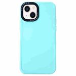 For iPhone 14 Black Lens Frame TPU Phone Case (Lake Blue)