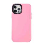 For iPhone 14 Pro Black Lens Frame TPU Phone Case(Pink)