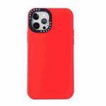 For iPhone 14 Pro Max Black Lens Frame TPU Phone Case (Red)