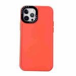 For iPhone 12 Pro Max Black Lens Frame TPU Phone Case(Orange)