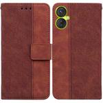 For Tecno Spark 9 Pro Geometric Embossed Leather Phone Case(Brown)