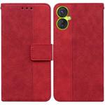 For Tecno Spark 9 Pro Geometric Embossed Leather Phone Case(Red)