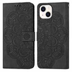 For iPhone 14 Plus Mandala Embossed Flip Leather Phone Case (Black)