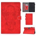 For Galaxy Tab A 10.1 (2019) T510 T515 Embossed Elephant Pattern Horizontally Flip PU Leather Case with Magnetic Buckle & Bracket and Card Slot(Red)