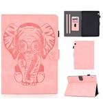 For Huawei T3-10.0 Embossed Elephant Pattern Horizontally Flip PU Leather Case with Magnetic Buckle & Bracket and Card Slot(Pink)