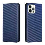 For iPhone 14 Pro Carbon Fiber Texture Magnetic Flip Leather Phone Case(Blue)