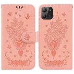 For Infinix Hot 11 2022 Butterfly Rose Embossed Leather Phone Case(Pink)