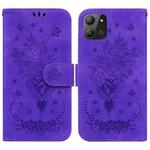 For Infinix Hot 11 2022 Butterfly Rose Embossed Leather Phone Case(Purple)