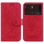 For Infinix Note 12 VIP Butterfly Rose Embossed Leather Phone Case(Red)