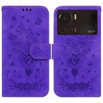 For Infinix Note 12 VIP Butterfly Rose Embossed Leather Phone Case(Purple)