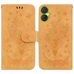 For Tecno Spark 9 Pro Butterfly Rose Embossed Leather Phone Case(Yellow)