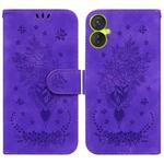 For Tecno Spark 9 Pro Butterfly Rose Embossed Leather Phone Case(Purple)