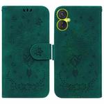 For Tecno Spark 9 Pro Butterfly Rose Embossed Leather Phone Case(Green)