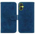 For Tecno Spark 9 Pro Butterfly Rose Embossed Leather Phone Case(Blue)