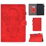 For Galaxy Tab S5e T720 T725 Embossed Elephant Pattern Horizontal Flip PU Leather Case with Sleep Function & Magnetic Buckle & Bracket and Card Slot(Red)