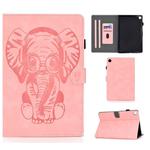 For Galaxy Tab S5e T720 T725 Embossed Elephant Pattern Horizontal Flip PU Leather Case with Sleep Function & Magnetic Buckle & Bracket and Card Slot(Pink)