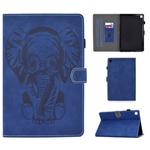 For Galaxy Tab S5e T720 T725 Embossed Elephant Pattern Horizontal Flip PU Leather Case with Sleep Function & Magnetic Buckle & Bracket and Card Slot(Blue)