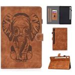 For Galaxy Tab S6 T860 T865 Embossed Elephant Pattern Horizontal Flip PU Leather Case with Sleep Function & Magnetic Buckle & Bracket and Card Slot(Brown)