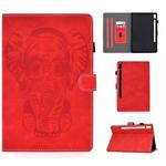 For Galaxy Tab S6 T860 T865 Embossed Elephant Pattern Horizontal Flip PU Leather Case with Sleep Function & Magnetic Buckle & Bracket and Card Slot(Red)