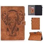 For iPad 10.2 10.5 /  iPad Air 10.5 2019 Embossed Elephant Pattern Horizontal Flip PU Leather Case with Sleep Function & Magnetic Buckle & Bracket and Card Slot(Brown)
