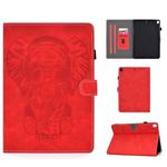 For iPad 10.2 10.5 /  iPad Air 10.5 2019 Embossed Elephant Pattern Horizontal Flip PU Leather Case with Sleep Function & Magnetic Buckle & Bracket and Card Slot(Red)
