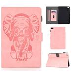 For iPad mini 1/2/3/4/5 Embossed Elephant Pattern Horizontal Flip PU Leather Case with Sleep Function & Magnetic Buckle & Bracket and Card Slot(Pink)