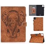 For iPad Pro 11 2020 Embossed Elephant Pattern Horizontal Flip PU Leather Tablet Case with Sleep Function & Magnetic Buckle & Bracket and Card Slot(Brown)