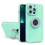 For iPhone 14 Plus Contrast Color TPU Holder Phone Case (Light Green)