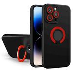 For iPhone 14 Pro Max Contrast Color TPU Holder Phone Case (Black Red)